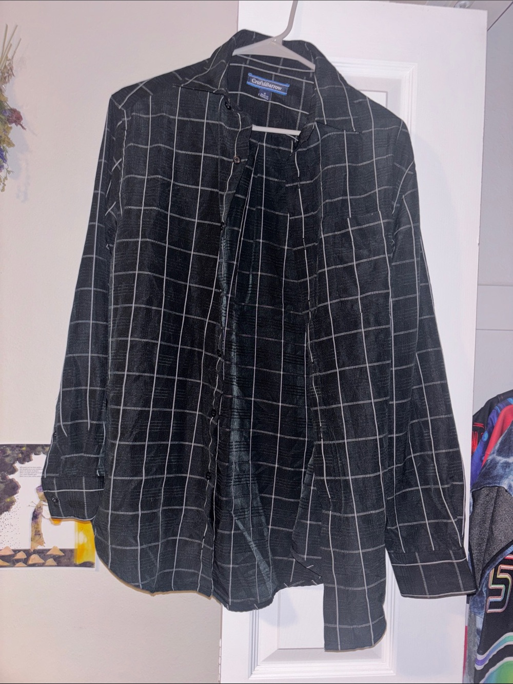 Croft & Barrow Men'Small Checkered Shirt in Black & White Size Small